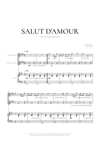 Salut D’amour (Clarinet Duet and Piano) - Edward Elgar (arr. Pedro Merendi)