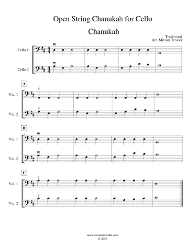 Open String Chanukah for Cello (arr. Miriam Troxler)