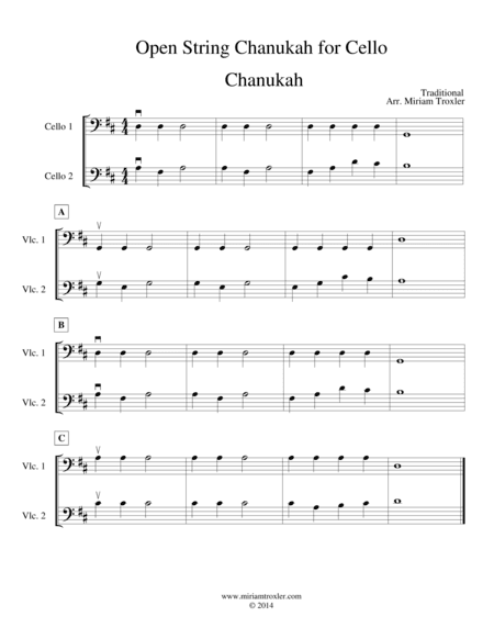 Open String Chanukah for Cello (arr. Miriam Troxler)