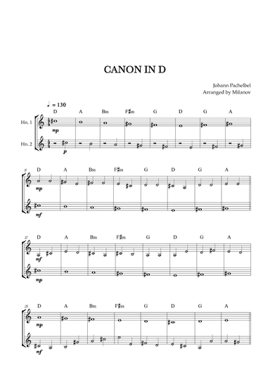 Canon in D | Pachelbel |  Horn in F Duet (arr. Milanov)