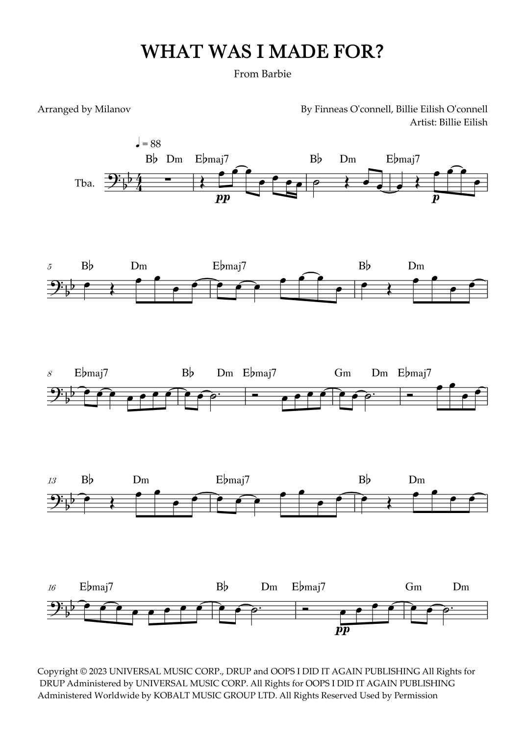 What Was I Made For? (arr. Milanov)