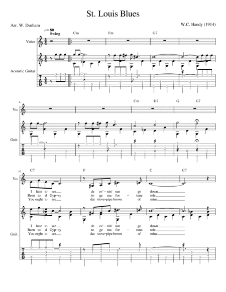 St. Louis Blues - Fingerstyle Guitar (arr. W. Durham)