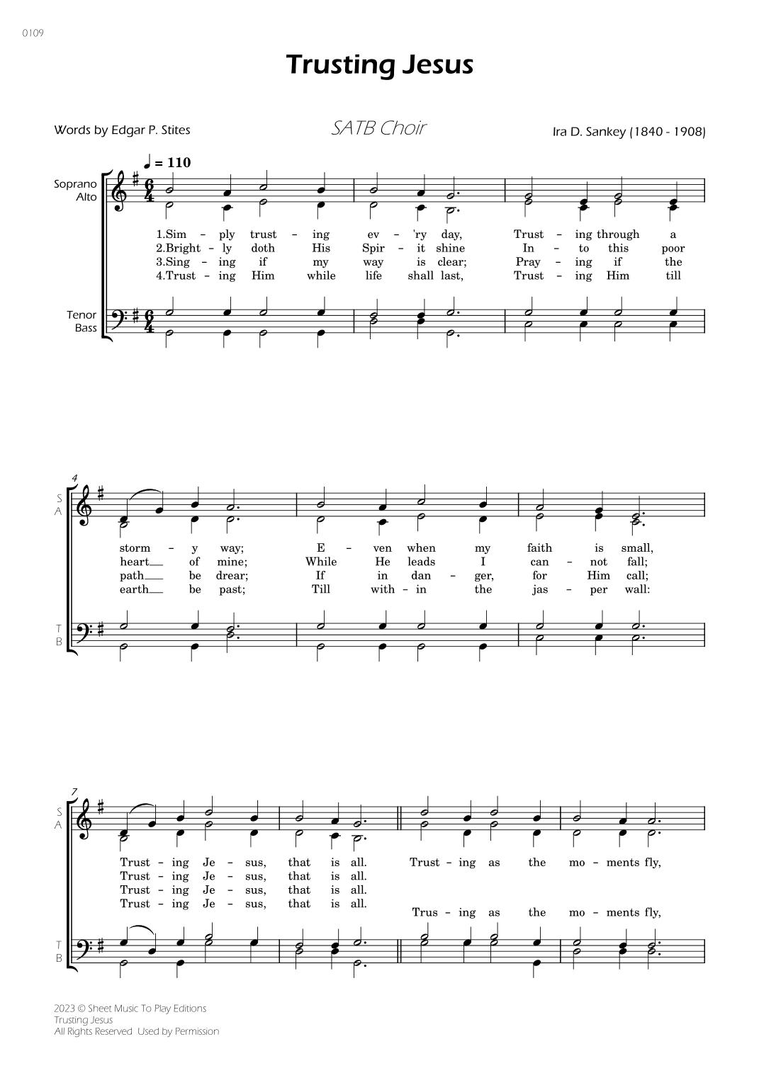 Trusting Jesus - SATB Choir (arr. César Madeira)