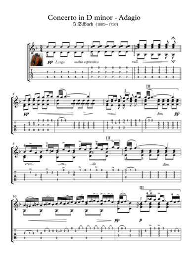 Bach for guitar BWV 974 Adagio (arr. PianoSheetNow)
