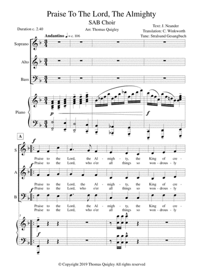 Praise To The Lord, The Almighty (arr. Thomas Quigley)