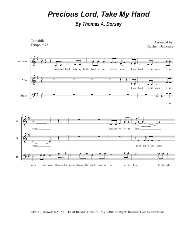 Precious Lord, Take My Hand (take My Hand, Precious Lord) (arr. Stephen DeCesare)