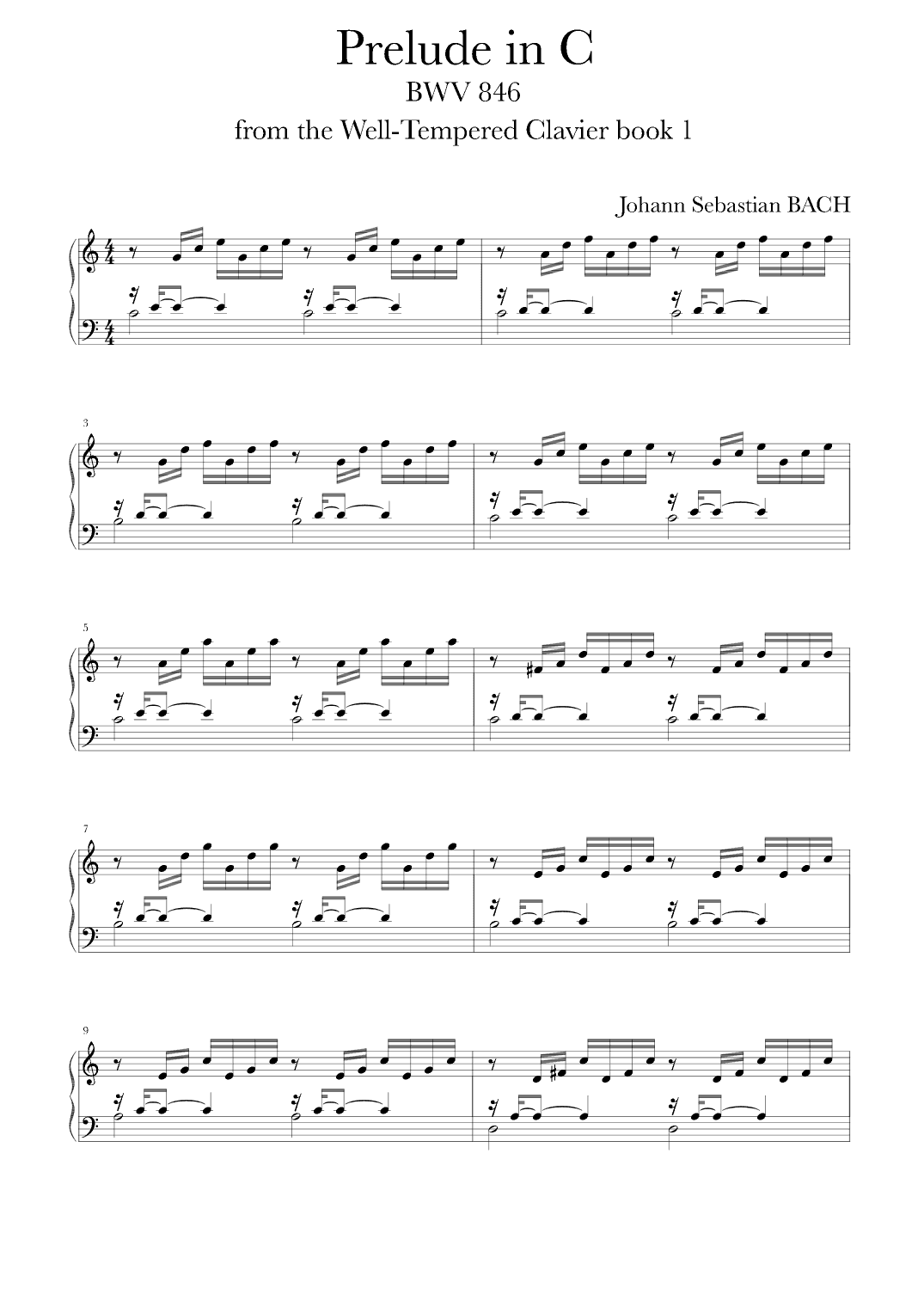 Prelude in C with harmony exercise. (arr. T. Ling)