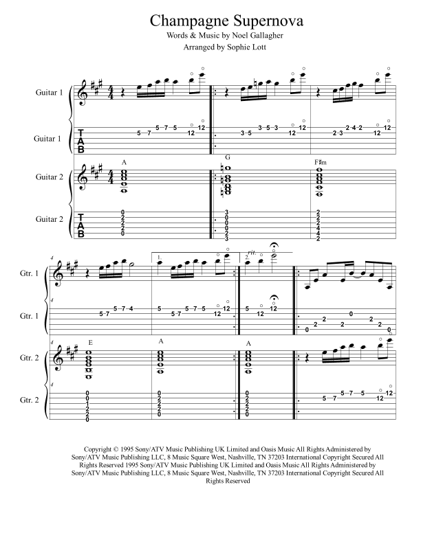 Champagne Supernova (arr. Sophie Lott)