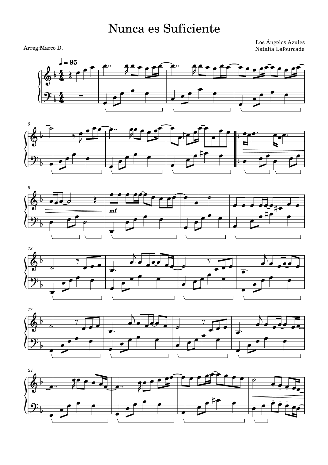 Nunca Es Suficiente (arr. Marco D)