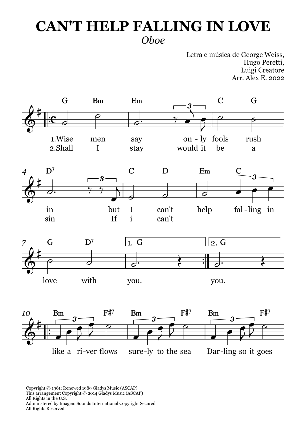 Can't Help Falling In Love (arr. Alex E.)