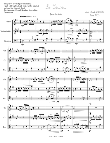 Le Coucou by DAQUIN for WW Trio (arr. Derrick Lewis)