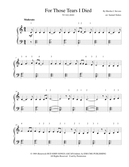For Those Tears I Died (arr. Samuel Stokes)