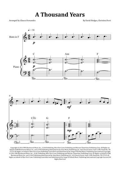 A Thousand Years (arr. Glauco Fernandes)