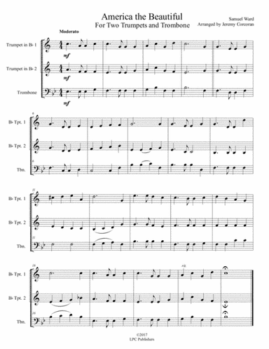 America the Beautiful For Two Trumpets and Trombone/Euphonium (arr. Jeremy Corcoran)