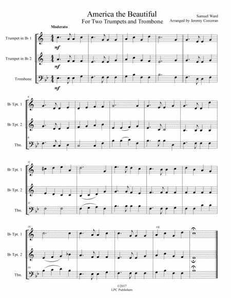 America the Beautiful For Two Trumpets and Trombone/Euphonium (arr. Jeremy Corcoran)