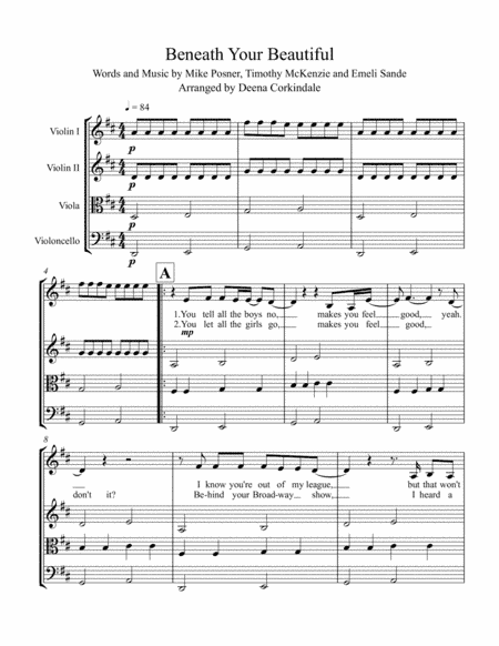 Beneath Your Beautiful (arr. Deena Corkindale)