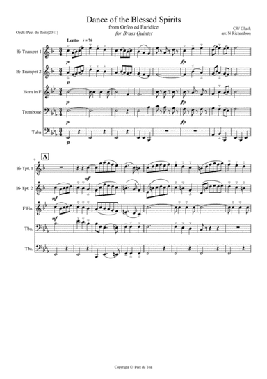 Dance of the Blessed Spirits from Orfeo ed Euridice - GW Gluck (Brass Quintet) (arr. Norman Richardson & Peet du Toit)