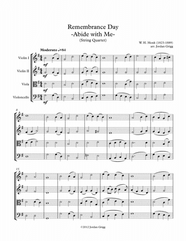Remembrance Day 'Abide with Me' (String Quartet) (arr. Jordan Grigg)