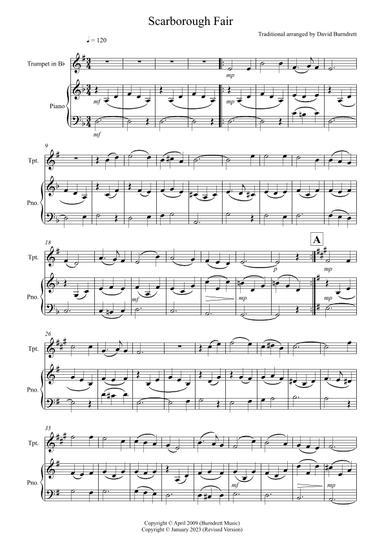 Scarborough Fair for Trumpet and Piano (arr. David Burndrett)