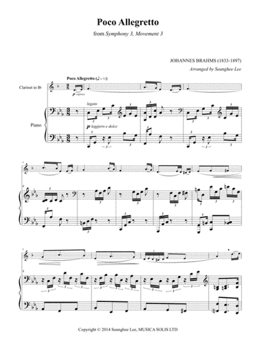 Johannes Brahms: Poco Allegretto for Clarinet and Piano (Arr. Seunghee Lee) (arr. Seunghee Lee)