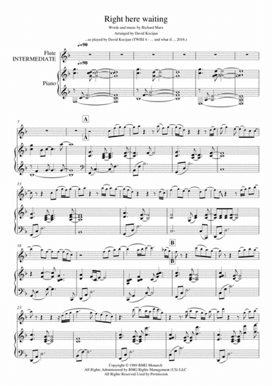 Right Here Waiting (arr. David Kocijan)