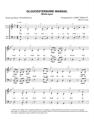 Gloucestershire Wassail (arr. Larry Triplett)