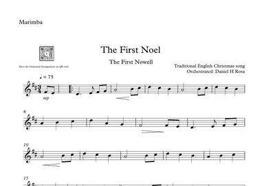 The First Noel - The First Nowell - Easy Christmas Carol - Marimba (arr. Daniel H Rosa)