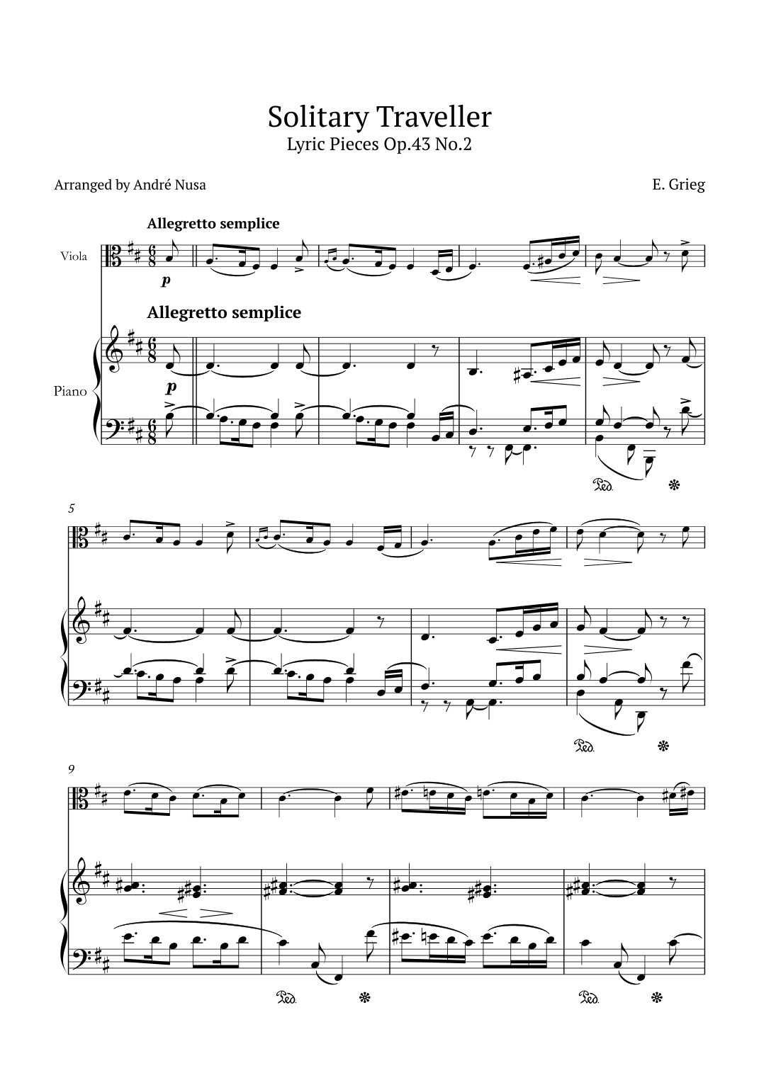 Lyric Pieces Op.43 No.2 (arr. André Nusa)