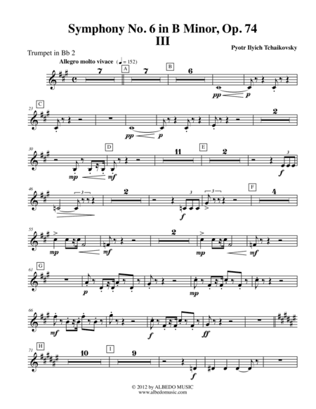 ?Tchaikovsky? Symphony No. 6, Movement III - Trumpet in Bb 2 (Transposed Part), Op. 74 (arr. Doug Clyde)