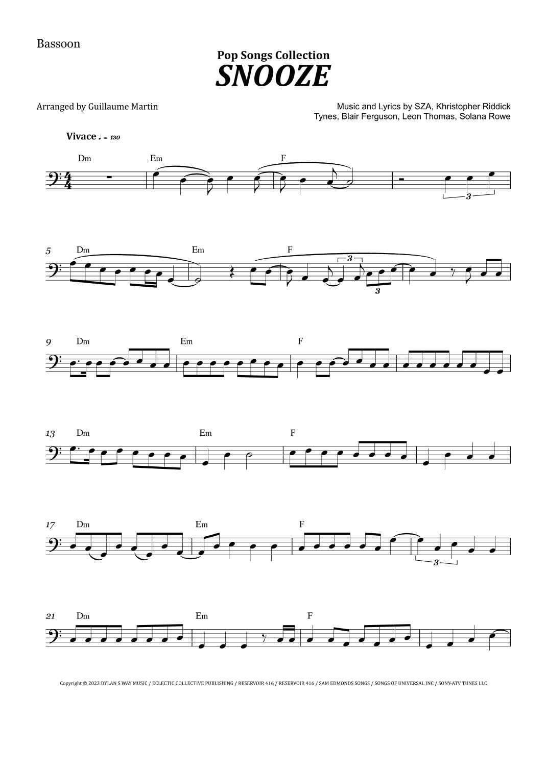 Snooze (arr. Guillaume Martin)