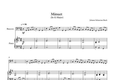 Minuet (In G Major) - Johann Sebastian Bach (Bassoon + Piano) (arr. Digital Book Music)