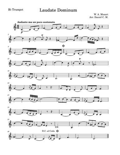 Laudate Dominum for trumpet (easy piano) (arr. Daniel C. M.)