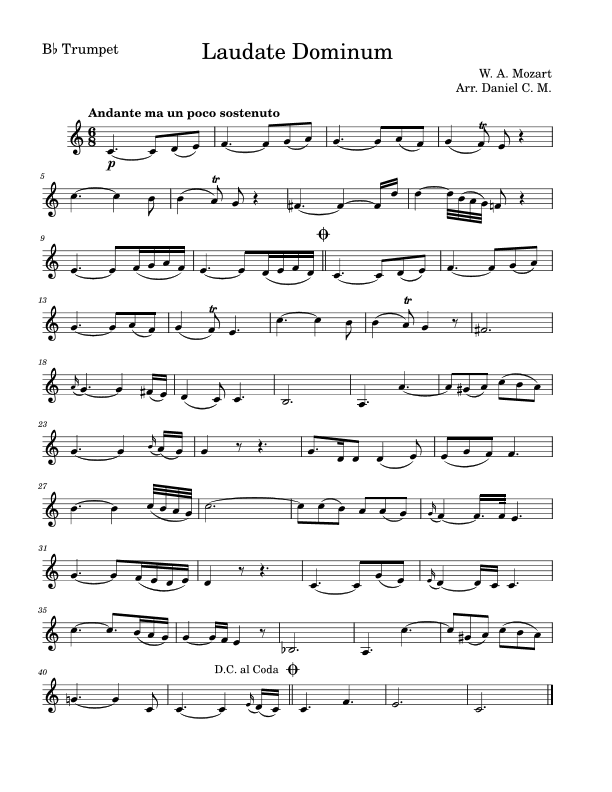 Laudate Dominum for trumpet (easy piano) (arr. Daniel C. M.)