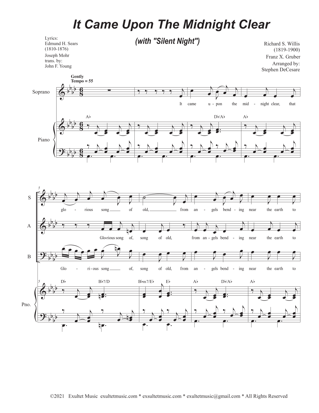 It Came Upon The Midnight Clear (with "Silent Night") (Vocal Trio - (SAB) (arr. Stephen DeCesare)