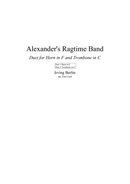 Alexander's Ragtime Band (arr. Tim Curd)