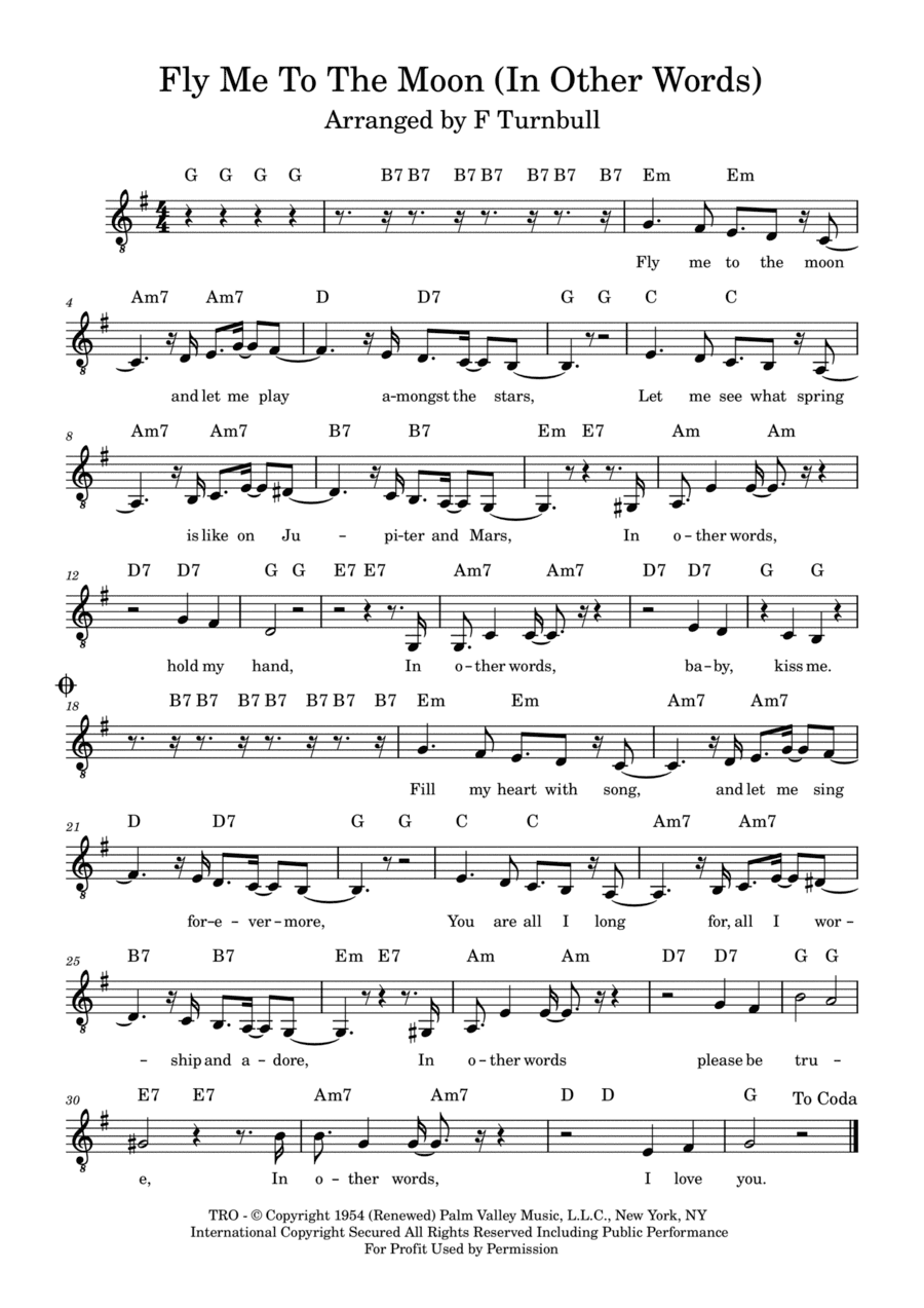 Fly Me To The Moon (in Other Words) (arr. F Turnbull)