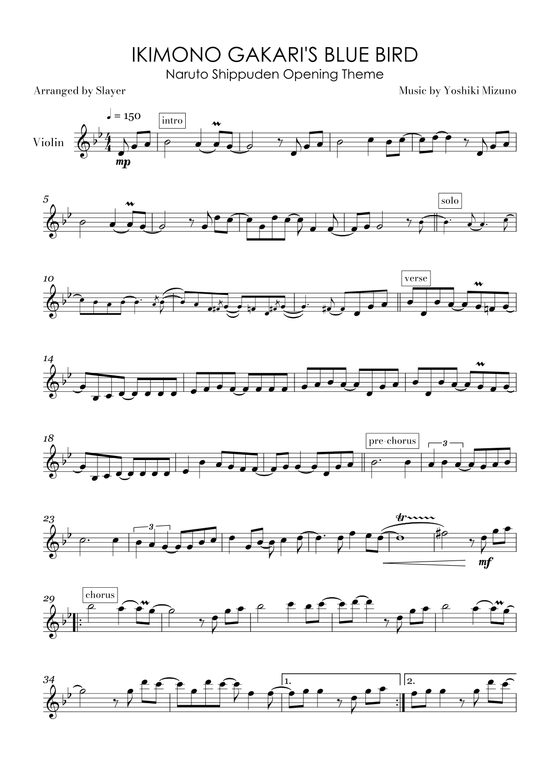 Ikimono Gakari's Blue Bird (arr. Slayer)