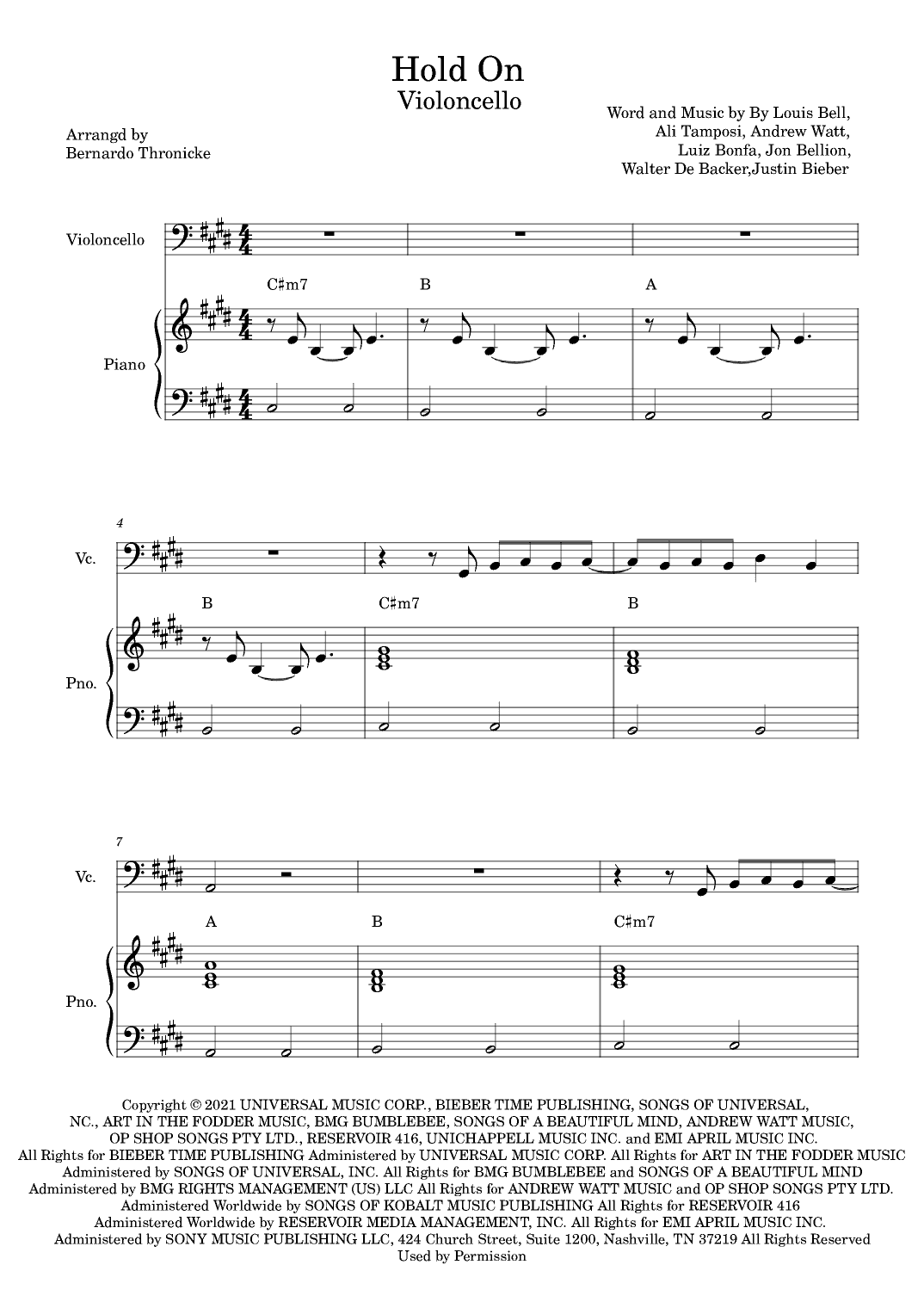 Hold On (arr. Bernardo Thronicke)