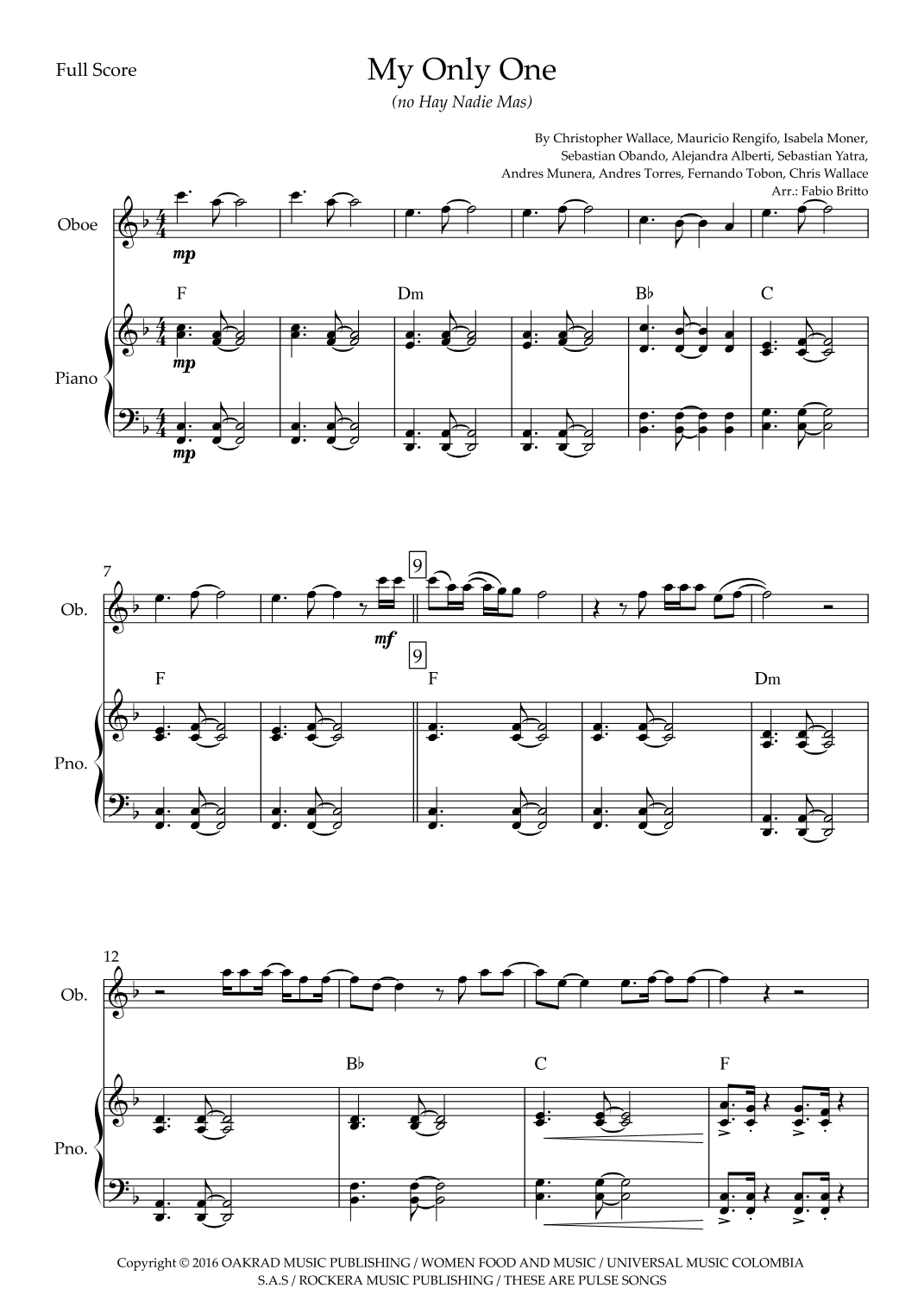 My Only One (no Hay Nadie Mas) (arr. Ottirb Sage)