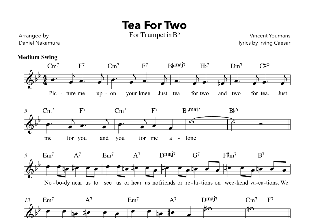 Tea For Two (For Trumpet with Lyrics) (arr. Daniel Nakamura)