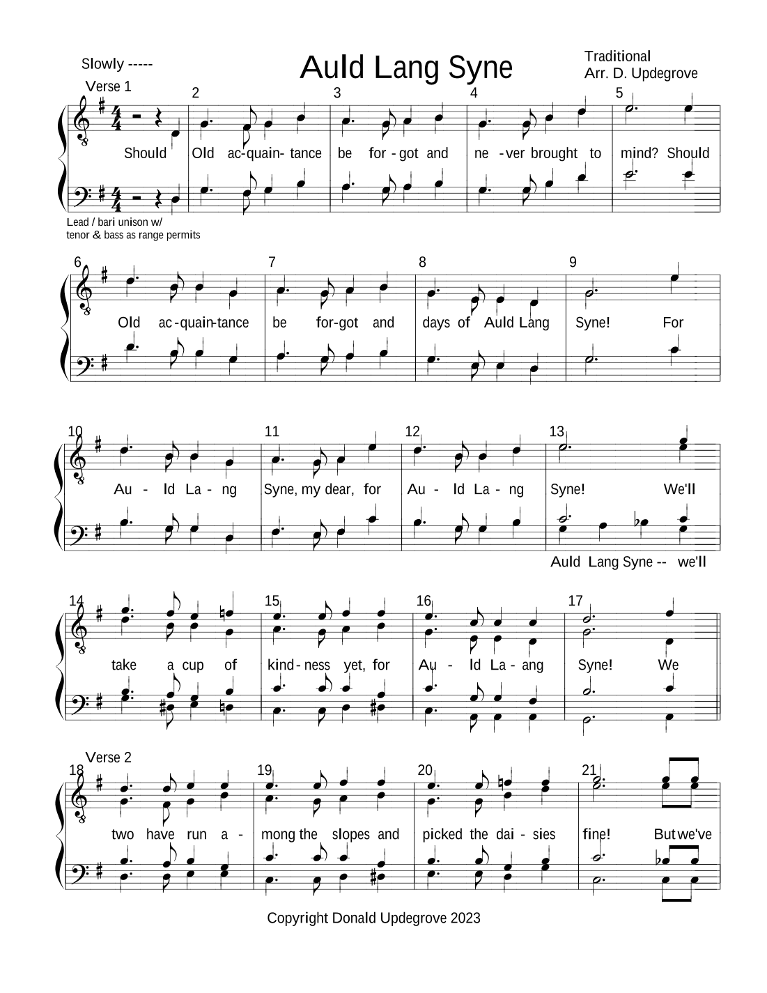 Auld Lang Syne (arr. Donald B. Updegrove)