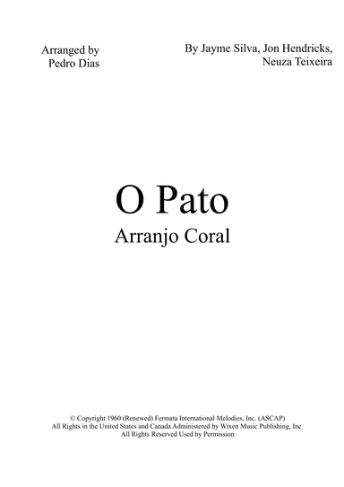 O Pato (the Duck) (arr. Pedro Dias)