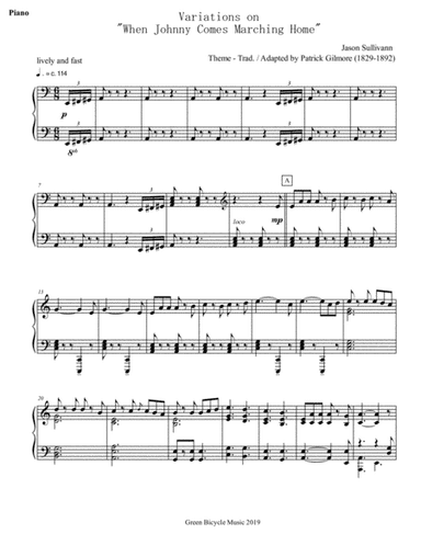 Variations on "When Johnny Comes Marching Home" for Solo Piano