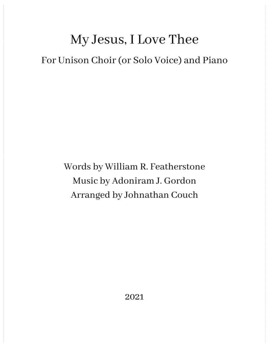 My Jesus, I Love Thee (arr. Johnathan Couch)