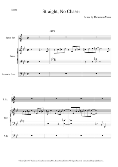 Straight No Chaser (arr. The Sheet Music Library)