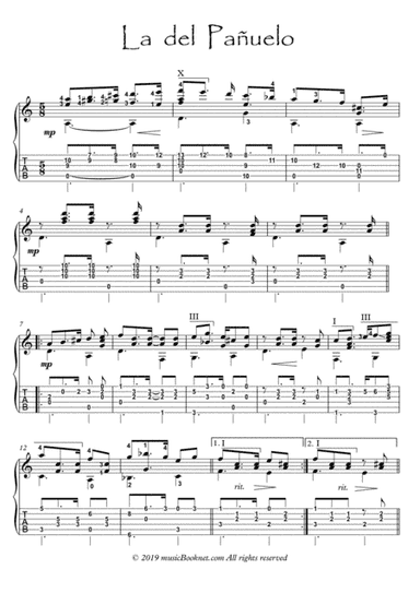 La del Panuelo guitar solo (arr. PianoSheetNow)