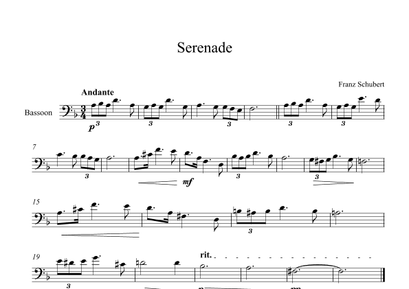 Serenade - Franz Schubert (Bassoon) (arr. Digital Book Music)