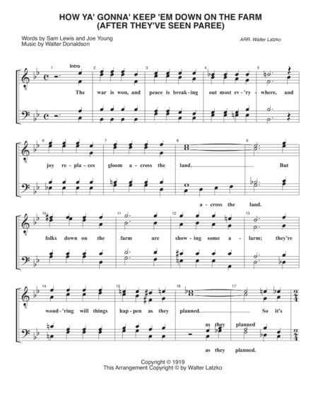 HOW 'YA GONNA KEEP 'EM DOWN ON THE FARM (arr. Walter Latzko)