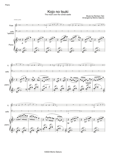 Kojo no tsuki - The moon over the ruined castle- for Flute and Piano (and cello optional) (arr. Momo Sakura)