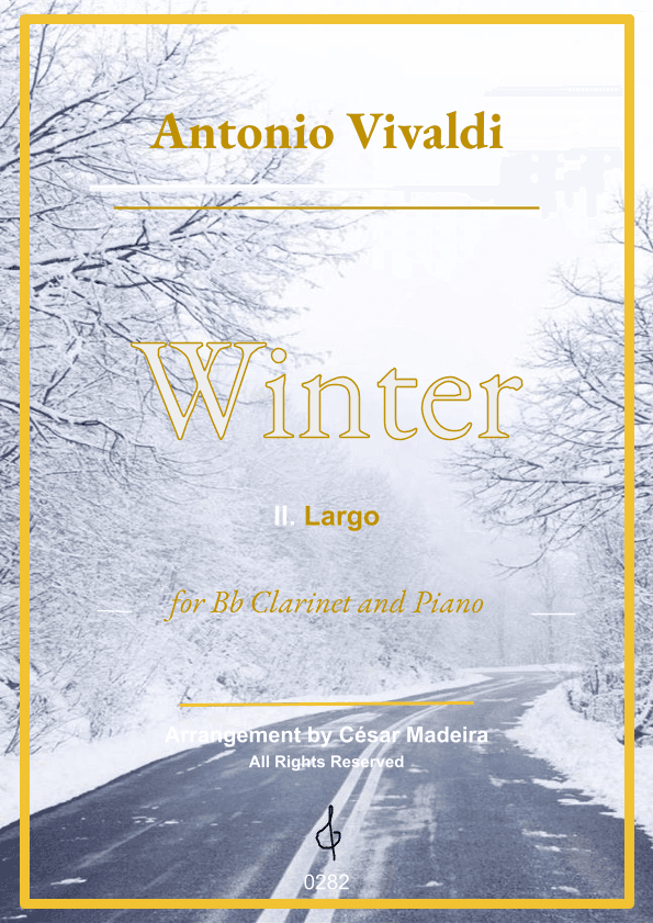 Winter by Vivaldi - Bb Clarinet and Piano - II. Largo (Full Score and Parts) (arr. César Madeira)